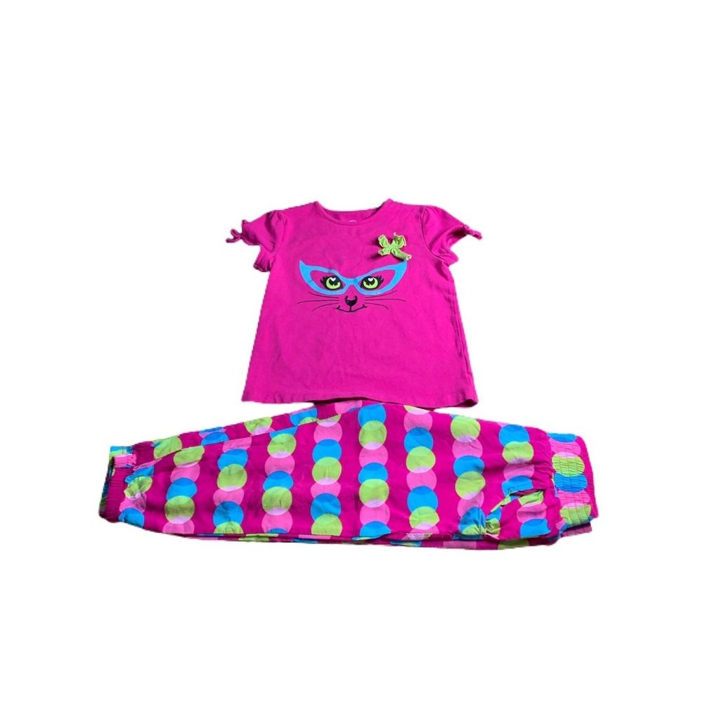 J. Khaki Girls Pink Bubble Cat Glasses T-shirt Pants Set 5
